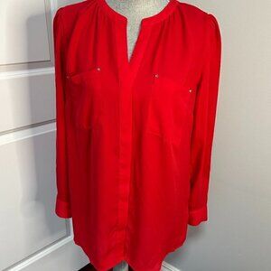 Women's Red Apt. 9 Long Sleeve Blouse Size M EUC
